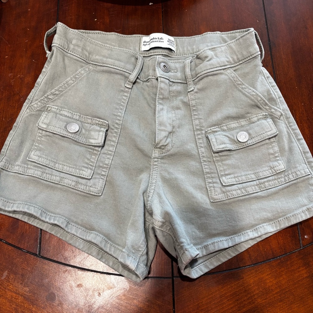 Abercrombie Kids olive green denim girls youth shorts | 13/14